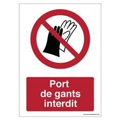 Signalétique P028 - Port de gants interdit - ISO EN 7010