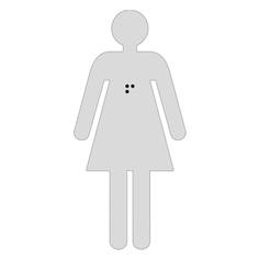 Silhouette Femme avec Braille Dimension H 100 mm Matière Alu anodisé