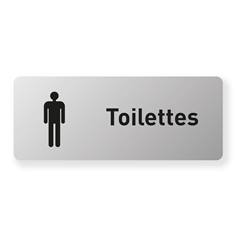 Plaque de porte aluminium Picto et Texte Toilettes Hommes - H 100 x L 250 mm - Gamme Bross