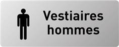 Plaque de porte aluminium Picto et Texte Vestiaires Hommes - H 100 x L 250 mm - Gamme Bross