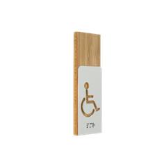 Picto Handicapé Bois et Alu - Gamme Wood® Dimension H 148.5 x L 50 mm Matière Alu & Bambou
