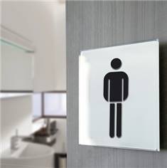 Pictogramme verre trempé - Toilettes Hommes - 150 x 150 mm - Gamme Glass